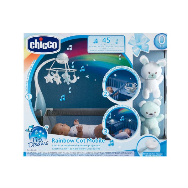 CHICCO ΜΠΛΕ ΠΕΡΙΣΤΡΕΦΟΜΕΝΟ ΚΟΥΝΙΑΣ ΜΕ ΠΡΟΒΟΛΕΑ 3 ΣΕ 1 RAIBOW  