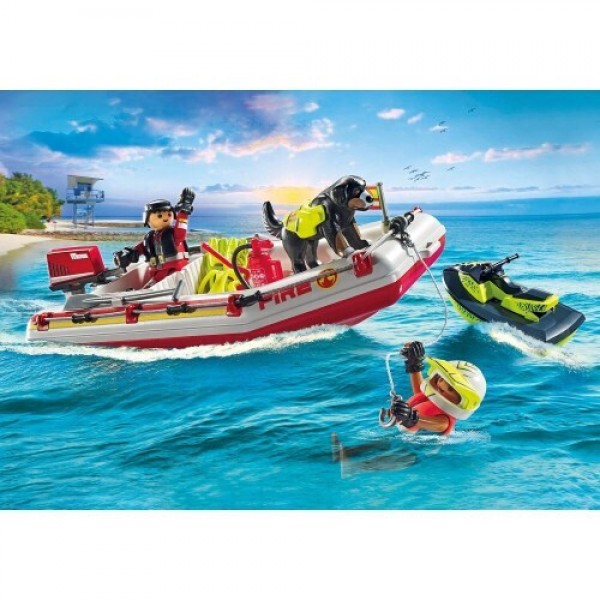 PLAYMOBIL ACTION HEROES ΦΟΥΣΚΩΤΟ ΣΚΑΦΟΣ ΠΥΡΟΣΒΕΣΤΙΚΟ ΘΑΛΑΣΣΙΟ SCOOTER