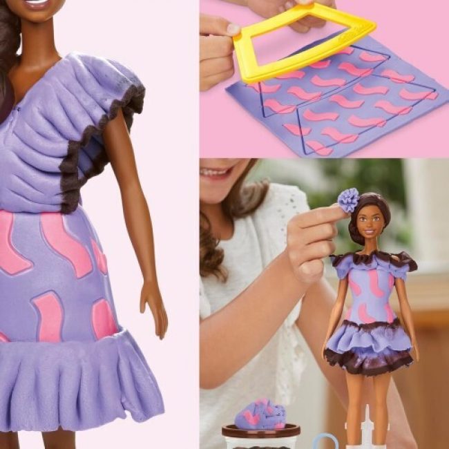 PLAY DOH BARBIE SET PLASTELINA BARBIE FASHIONISTA RUFFLES CLOTHING CREATIONS