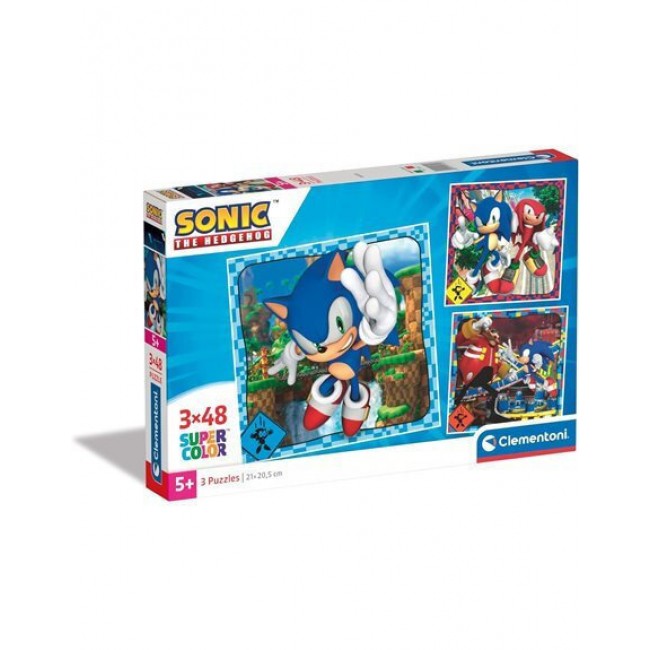 CLEMENTONI PUZZLE 3X48 SUPER COLOUR SONIC CLEMENTONI PUZZLE 3X48 SUPER COLOUR SONIC
