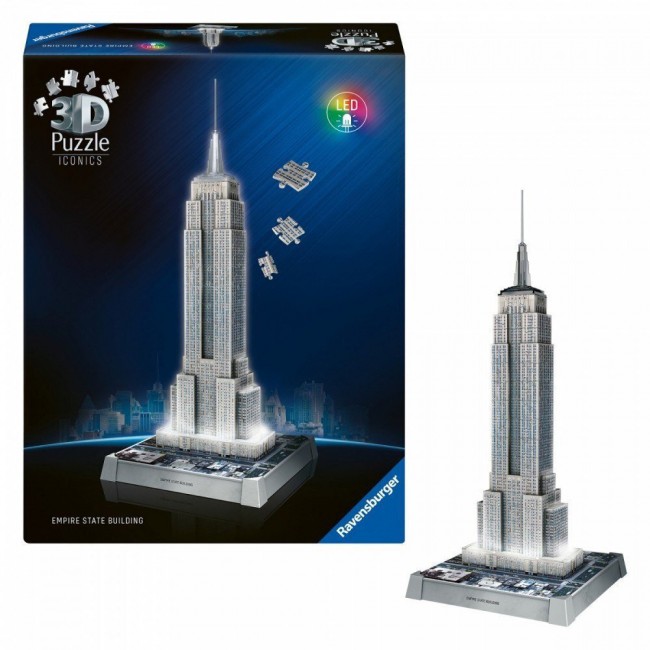 RAVENSBURGER PUZZLE 3D ICONICS EMPIRE STATE NIGHT EDITION 216 TEM. RAVENSBURGER PUZZLE 3D ICONICS EMPIRE STATE NIGHT EDITION 216 TEM.