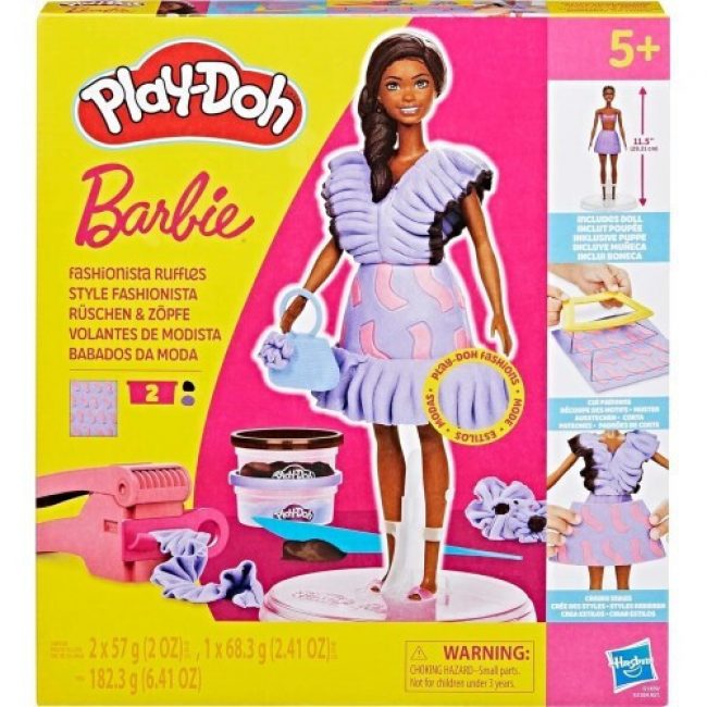 PLAY DOH BARBIE SET PLASTELINA BARBIE FASHIONISTA RUFFLES CLOTHING CREATIONS