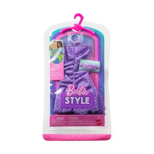 MATTEL BARBIE ΒΡΑΔΙΝΑ ΣΥΝΟΛΑ CDU BARBIE STYLE FASHIONS ΜΩΒ ΦΟΡΕΜΑ ΜΕ ΑΞΕΣΟΥΑΡ