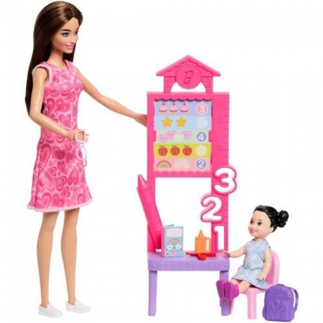 BARBIE ΕΠΑΓΓΕΛΜΑΤΑ ΚΟΥΚΛΑ ΜΕ ΕΝΑ ΠΑΙΔΙ ΔΑΣΚΑΛΑ BARBIE ΕΠΑΓΓΕΛΜΑΤΑ ΚΟΥΚΛΑ ΜΕ ΕΝΑ ΠΑΙΔΙ ΔΑΣΚΑΛΑ