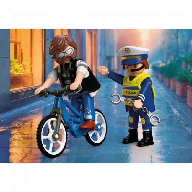 PLAYMOBIL CITY ACTION ΑΣΤΥΝΟΜΙΚΟΣ ΚΑΙ ΚΛΕΦΤΗΣ ΠΟΔΗΛΑΤΩΝ