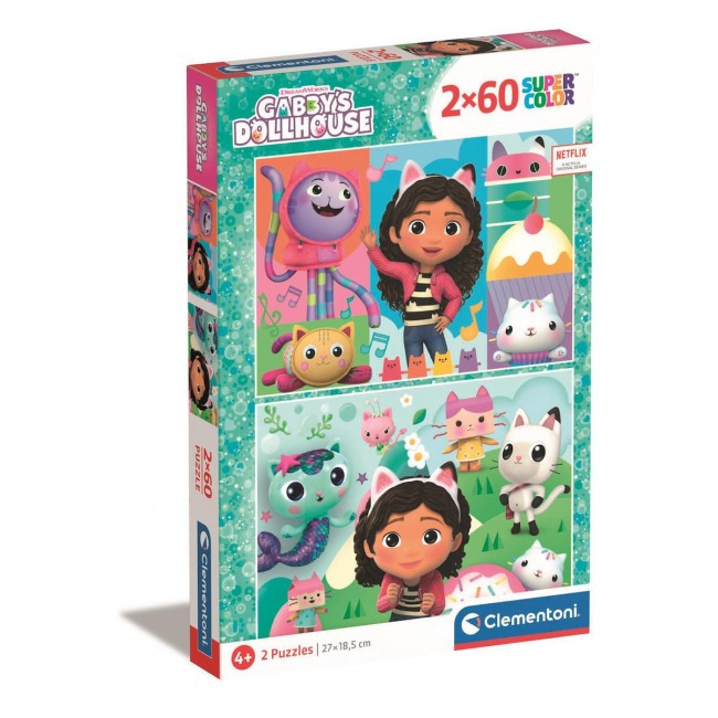 CLEMENTONI PUZZLE 2X60 SUPER COLORGABBYS DOLLHOUSE