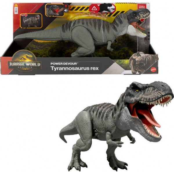 JURASSIC WORLD REBIRTH POWER DEVOUR - T-REX ΜΕ ΕΠΑΝΑΛΑΜΒΑΝΟΜΕΝΟ ΔΑΓΚΩΜΑ ΚΑΙ ΗΧΟΥΣ (JCH02)