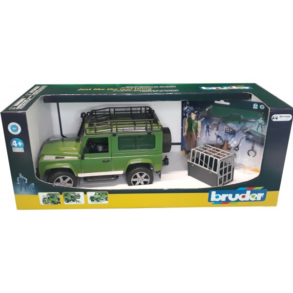 BRUDER LAND ROVER ΤΖΙΠ ΜΕ ΚΥΝΗΓΟ ΣΚΥΛΟ ΕΞΟΠΛΙΣΜΟ