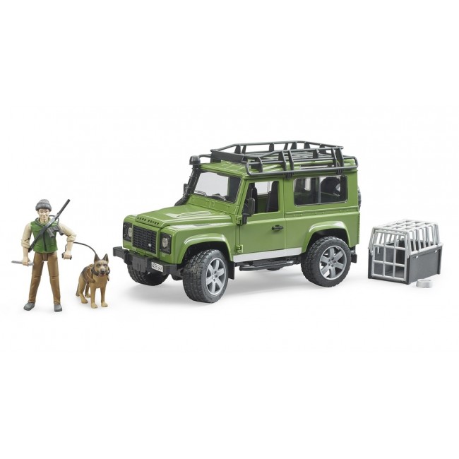 BRUDER LAND ROVER ΤΖΙΠ ΜΕ ΚΥΝΗΓΟ ΣΚΥΛΟ ΕΞΟΠΛΙΣΜΟ