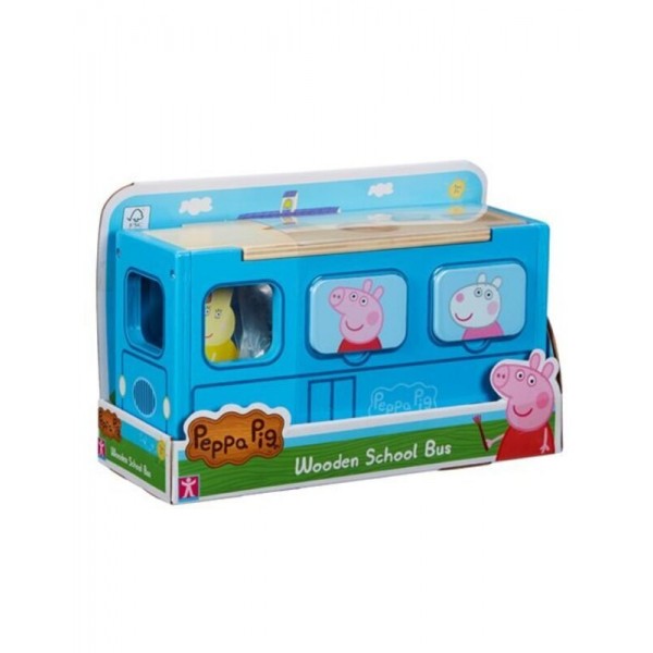 PEPPA PIG ΞΥΛΙΝΟ ΣΧΟΛΙΚΟ ΛΕΩΦΟΡΕΙΟ ΜΕ ΣΧΗΜΑΤΑ