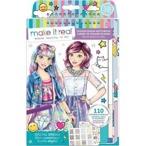 MAKE IT REAL FASHION DESIGN SKETCHBOOK DIGITAL DREAM ΜΕ 110 STICHERS AND STENCILS