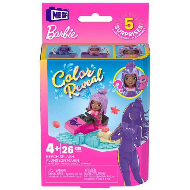 MEGA BLOCKS BARBIE COLOR REVEAL BEACH SPLASH 26ΤΕΜ