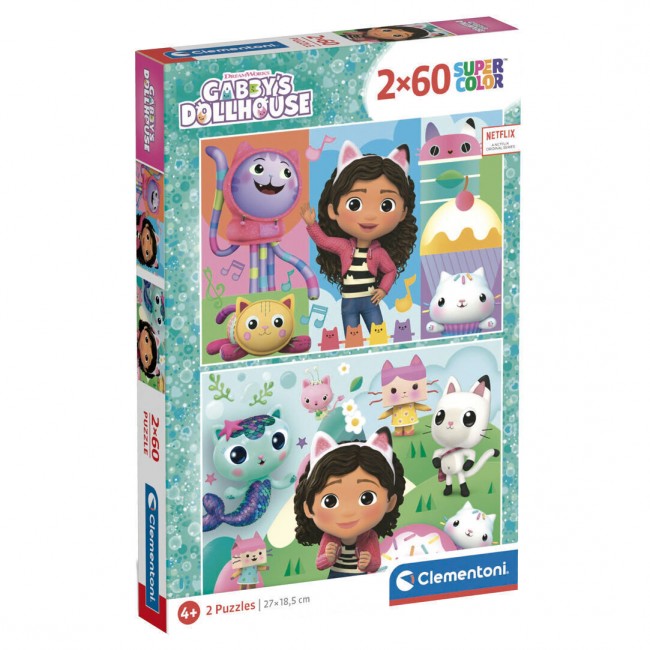 CLEMENTONI PUZZLE 2X60 SUPER COLORGABBYS DOLLHOUSE