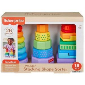 FISHER PRICE ΕΚΠΑΙΔΕΥΤΙΚΟ ΠΑΙΧΝΙΔΙ ΞΥΛΙΝΕΣ ΠΥΡΑΜΙΔΕΣ - ΠΟΛΥΧΡΩΜΑ ΣΧΗΜΑΤΑ (HXT76)