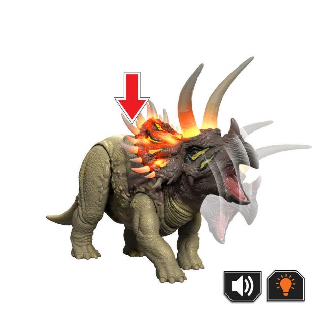 JURASSIC WORLD WILD ROAR TRICERATOP ΔΕΙΝΟΣΑΥΡΟΙ ΜΕ ΚΙΝΟΥΜΕΝΑ ΜΕΛΗ, ΛΕΙΤΟΥΡΓΙΑ ΕΠΙΘΕΣΗΣ, ΗΧΟΥΣ & ΦΩΣ JURASSIC WORLD WILD ROAR TRICERATOP ΔΕΙΝΟΣΑΥΡΟΙ ΜΕ ΚΙΝΟΥΜΕΝΑ ΜΕΛΗ, ΛΕΙΤΟΥΡΓΙΑ ΕΠΙΘΕΣΗΣ, ΗΧΟΥΣ & ΦΩΣ