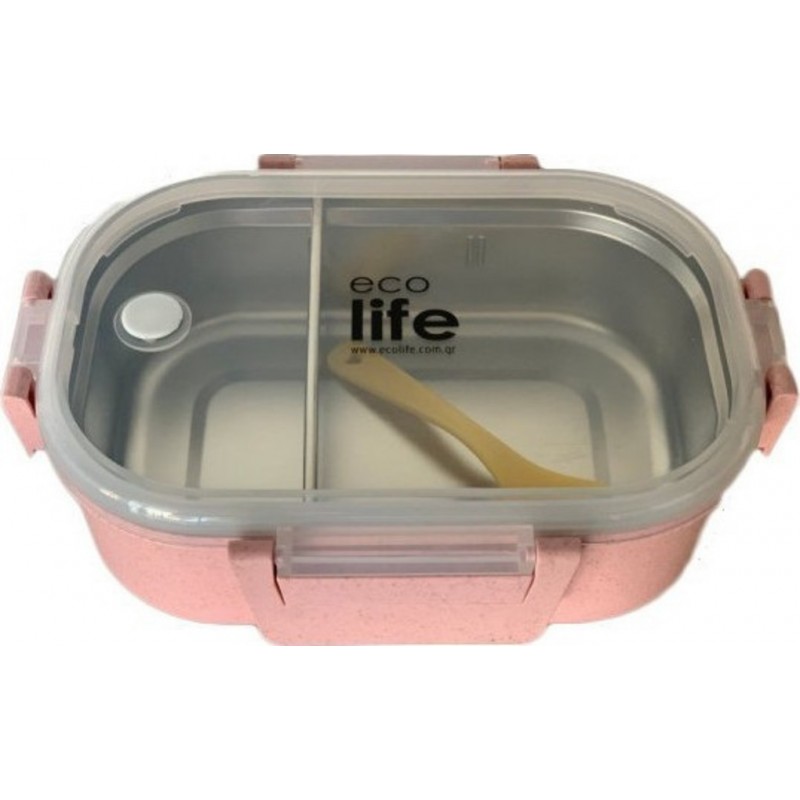 ECOLIFE ΦΑΓΗΤΟΔΟΧΕΙΟ ΜΕ ΧΩΡΙΣΜΑ 900ML LIGHT PINK