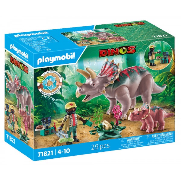 PLAYMOBIL DINOS ΤΡΙΚΕΡΑΤΟΠΕΣ ΚΑΙ ΕΞΕΡΕΥΝΗΤΗΣ (71821)