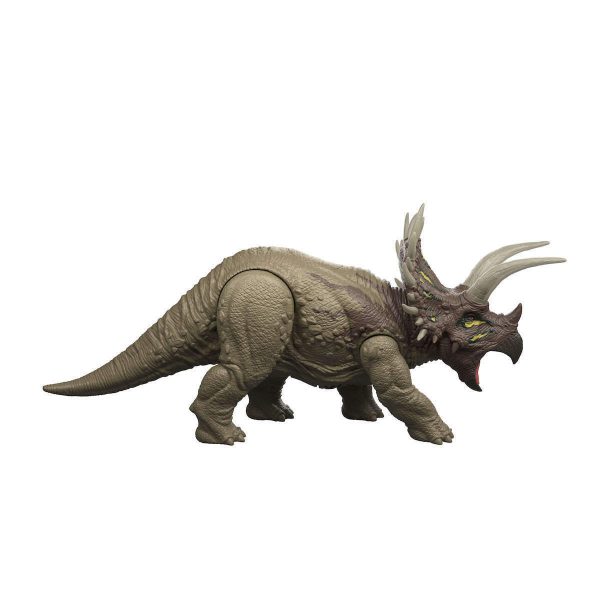 JURASSIC WORLD WILD ROAR TRICERATOP ΔΕΙΝΟΣΑΥΡΟΙ ΜΕ ΚΙΝΟΥΜΕΝΑ ΜΕΛΗ, ΛΕΙΤΟΥΡΓΙΑ ΕΠΙΘΕΣΗΣ, ΗΧΟΥΣ & ΦΩΣ